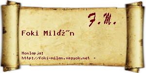 Foki Milán névjegykártya